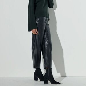 The Reset- R Label Black Slouchy Vegan Leather Trouser Pant